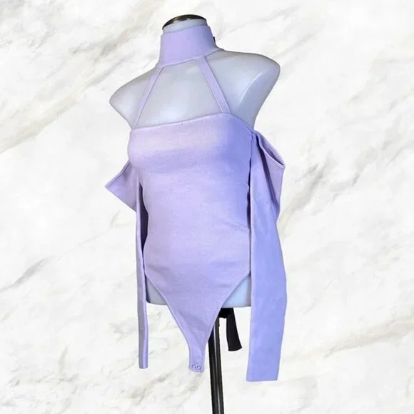 Michael Costello x REVOLVE Araceli Knit Bodysuit - Light Lavender - Picture 2 of 12